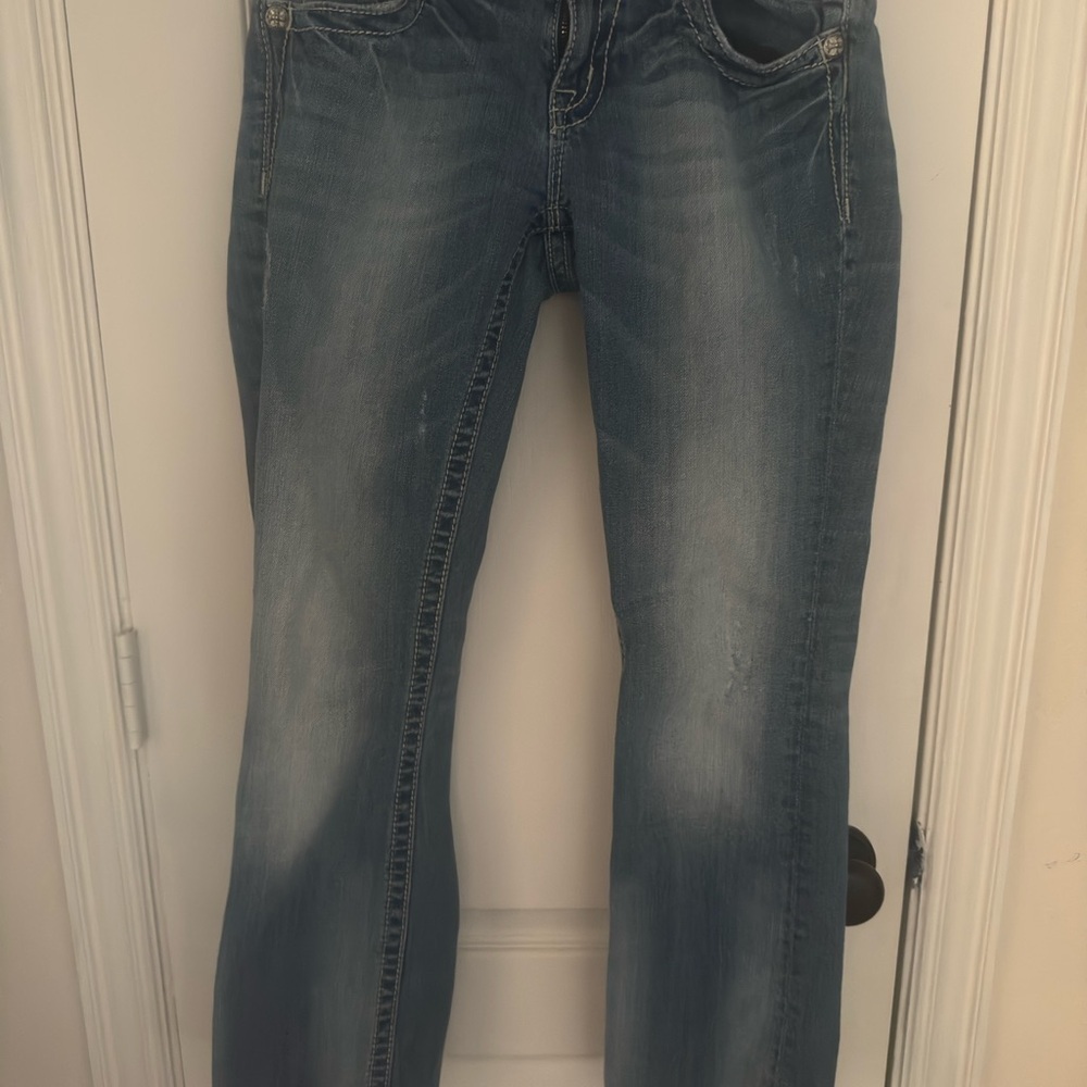 Miss Me Blue Straight Leg Jeans Faded Denim